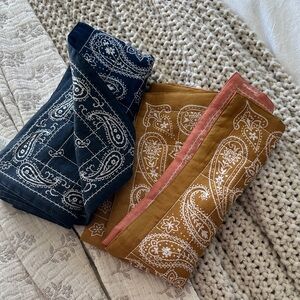 NWT Madewell Quilted Bandana Set in Blue and Mustard